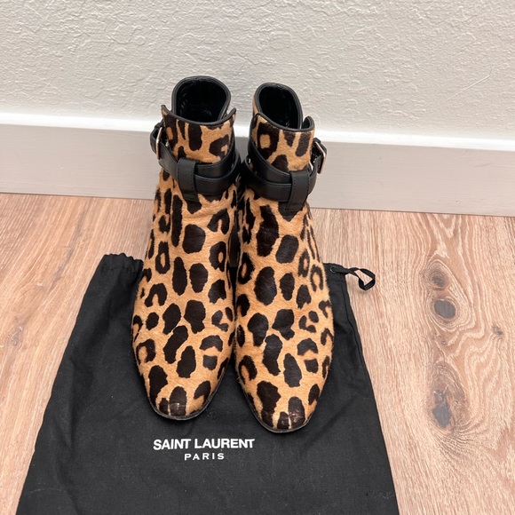 Saint Laurent whyatt Jodhopur boot in leopard print hair calf size 35.5 - Picture 9 of 10